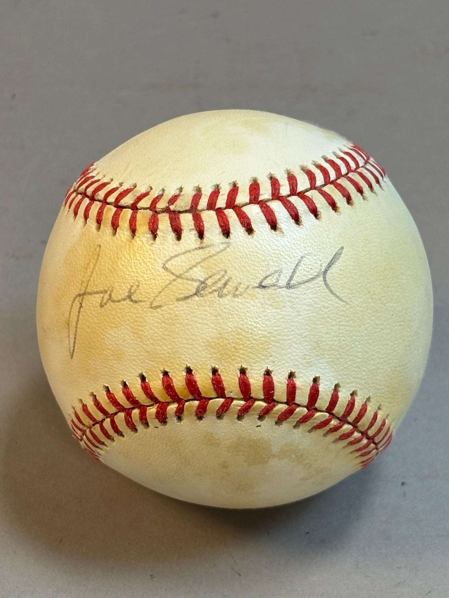 Joe Sewell Rawlings Brown Haiti Signed Baseball: PLEASE SEE ALL PHOTOS AND USE THEM AS A BETTER IDEA ON DESCRIPTION! ASK ANY QUESTIONS! PLEASE NOTE WE OFFER IN HOUSE SHIPPING & HAVE BIDDING AVAILABLE ON OUR OWN WEBSITE! If you win on LIVE