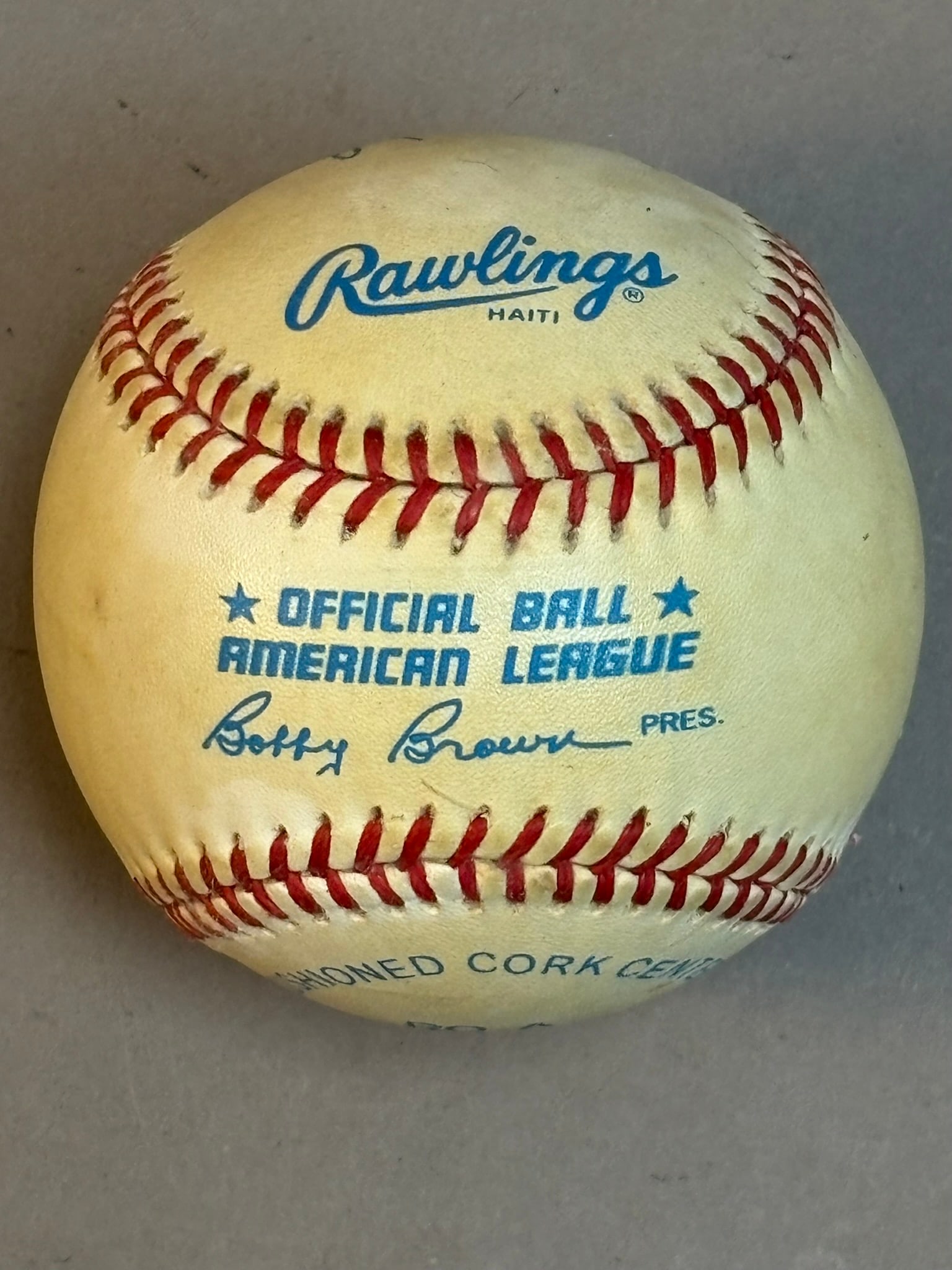 Willie Wilson Single Signed Rawlings Brown Ball - 3
