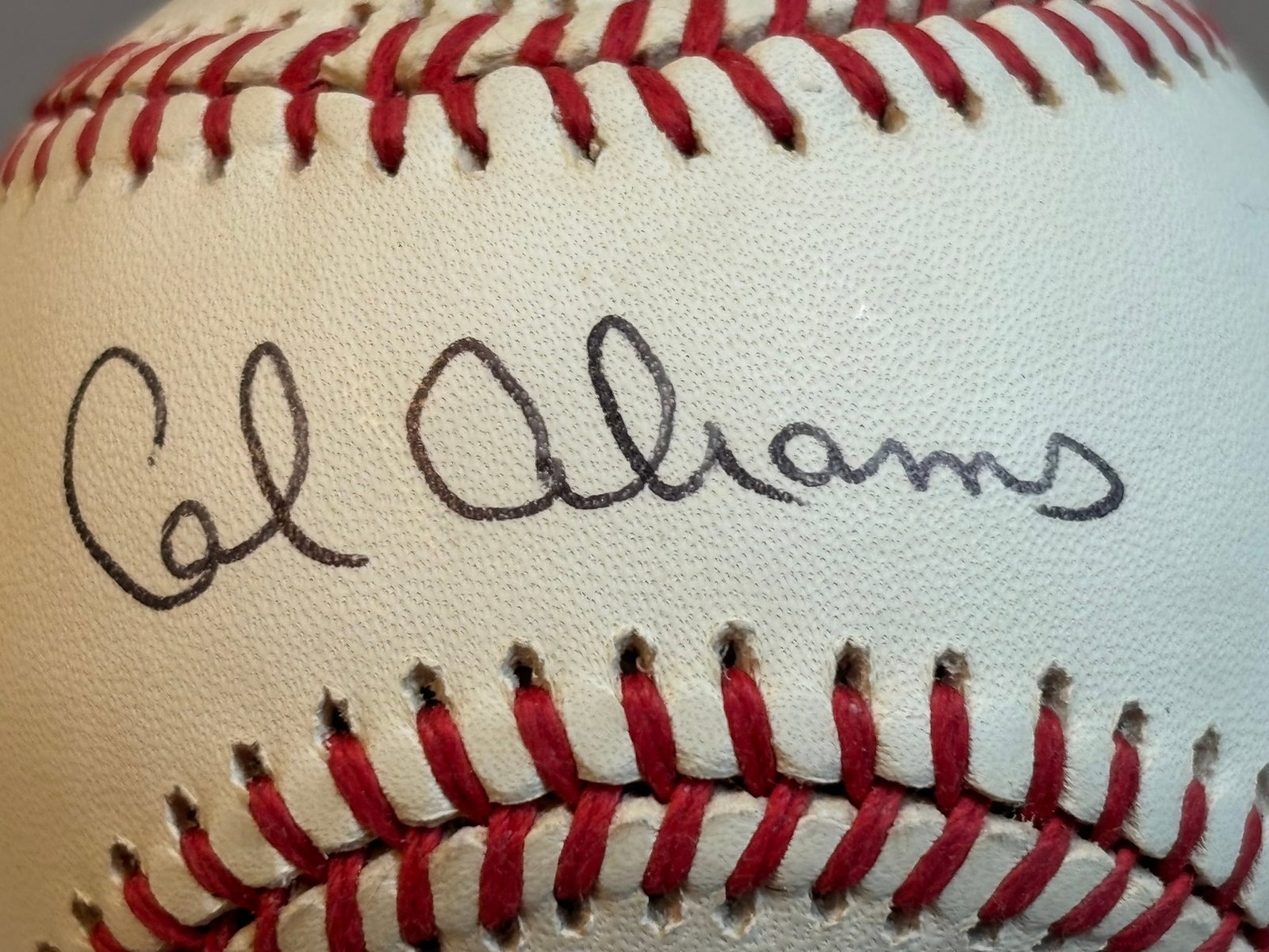 Cal Abrams Single Signed Brown RO-A Baseball - 2