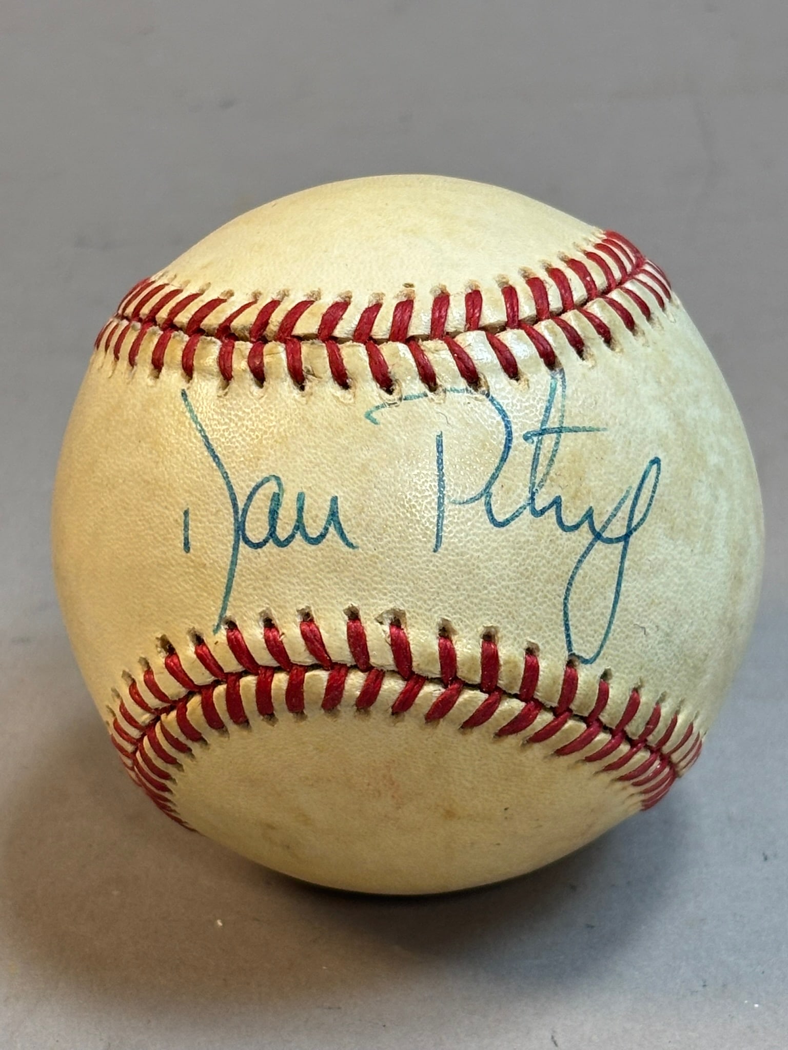 Dan Petry Single Signed Rawlings Brown Baseball: PLEASE SEE ALL PHOTOS AND USE THEM AS A BETTER IDEA ON DESCRIPTION! ASK ANY QUESTIONS! PLEASE NOTE WE OFFER IN HOUSE SHIPPING & HAVE BIDDING AVAILABLE ON OUR OWN WEBSITE! If you win on LIVE