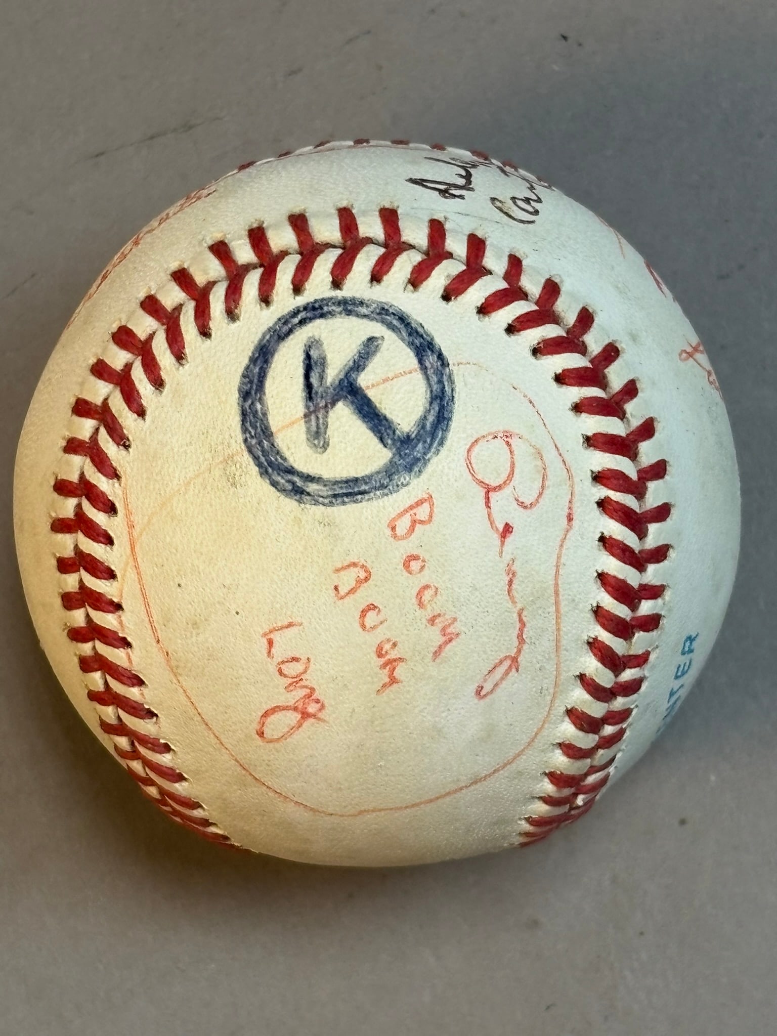 VINTAGE UNKNOWN TEAM SIGNED BASEBALL - 3