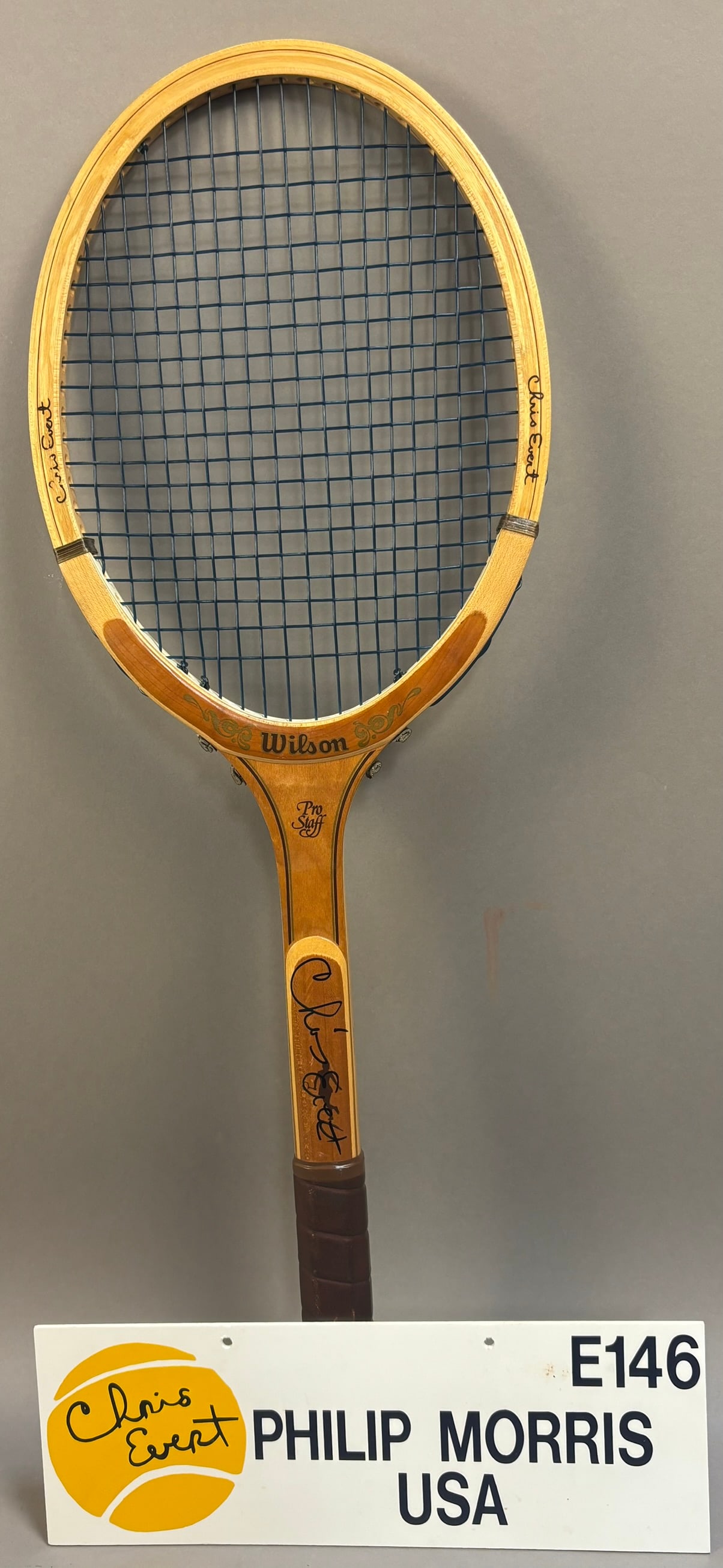 Pair Signed Chris Evert Tennis Racket & Sign: PLEASE SEE ALL PHOTOS AND USE THEM AS A BETTER IDEA ON DESCRIPTION! ASK ANY QUESTIONS! PLEASE NOTE WE OFFER IN HOUSE SHIPPING & HAVE BIDDING AVAILABLE ON OUR OWN WEBSITE! If you win on LIVE