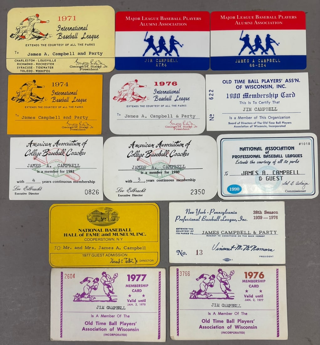 13 Jim Campbell Detroit Tigers 60s League Pass: PLEASE SEE ALL PHOTOS AND USE THEM AS A BETTER IDEA ON DESCRIPTION! ASK ANY QUESTIONS! PLEASE NOTE WE OFFER IN HOUSE SHIPPING & HAVE BIDDING AVAILABLE ON OUR OWN WEBSITE! If you win on LIVE