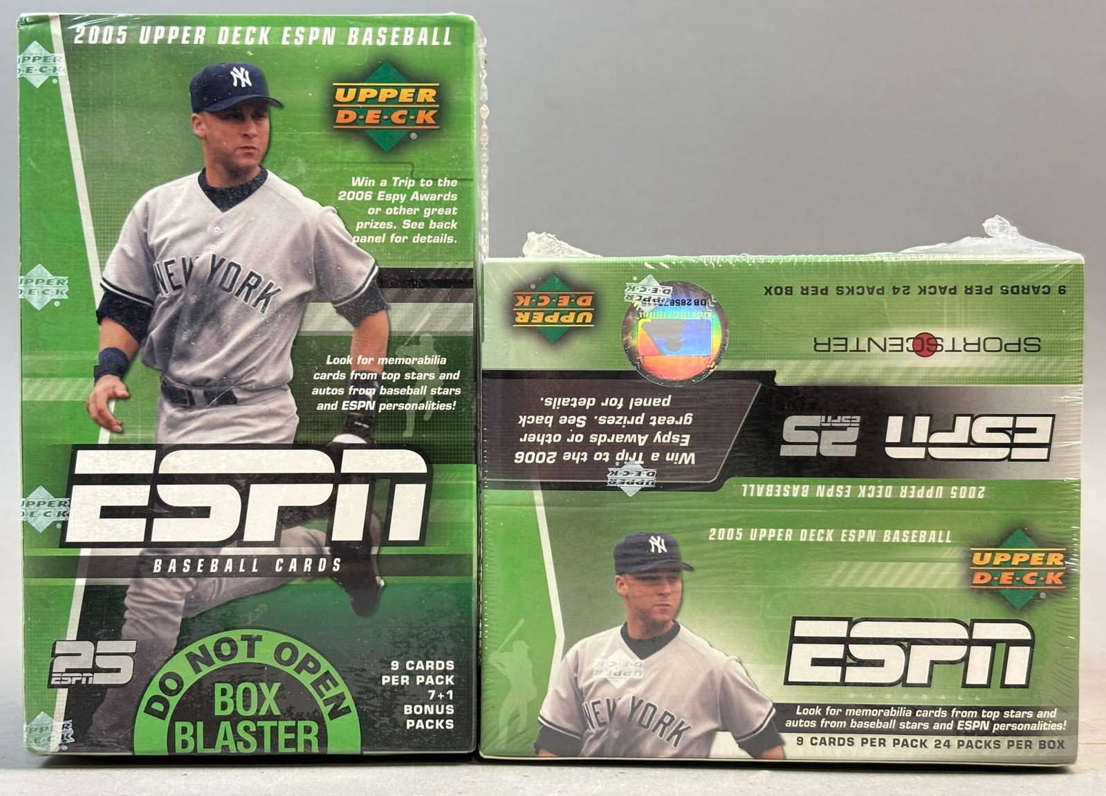 Pair 2005 ESPN Upper Deck Sealed Boxes 7+1 & 24: PLEASE SEE ALL PHOTOS AND USE THEM AS A BETTER IDEA ON DESCRIPTION! ASK ANY QUESTIONS! PLEASE NOTE WE OFFER IN HOUSE SHIPPING & HAVE BIDDING AVAILABLE ON OUR OWN WEBSITE! If you win on LIVE
