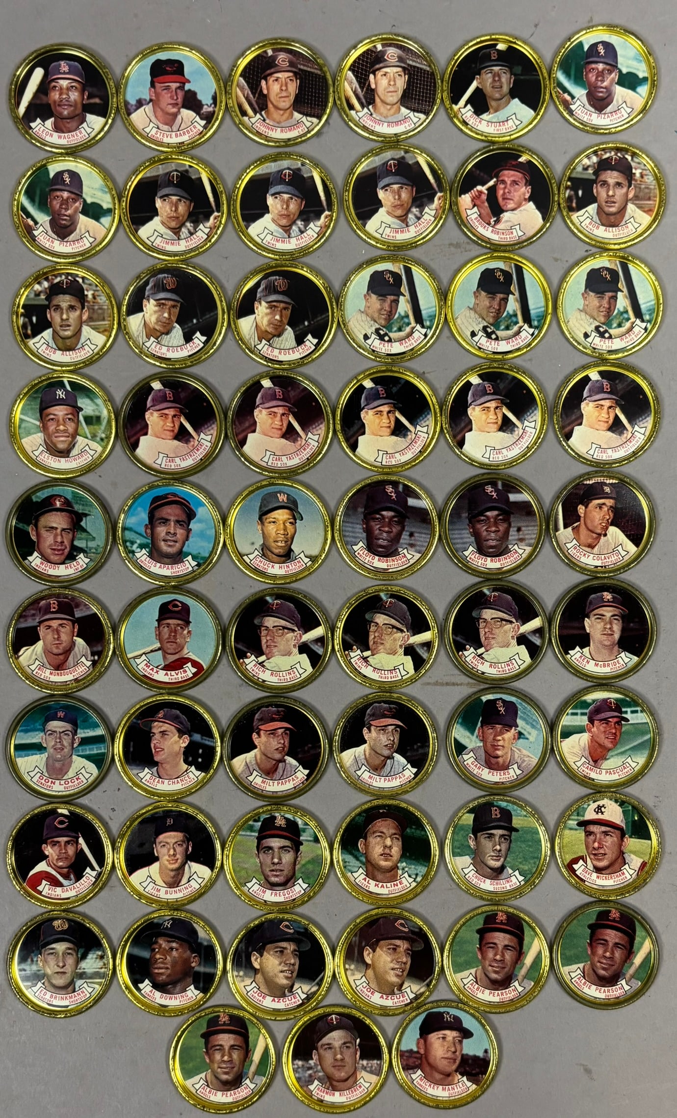 Lot 57 1964 Topps Baseball Coins HOF Yaz & More: PLEASE SEE ALL PHOTOS AND USE THEM AS A BETTER IDEA ON DESCRIPTION! ASK ANY QUESTIONS! PLEASE NOTE WE OFFER IN HOUSE SHIPPING & HAVE BIDDING AVAILABLE ON OUR OWN WEBSITE! If you win on LIVE