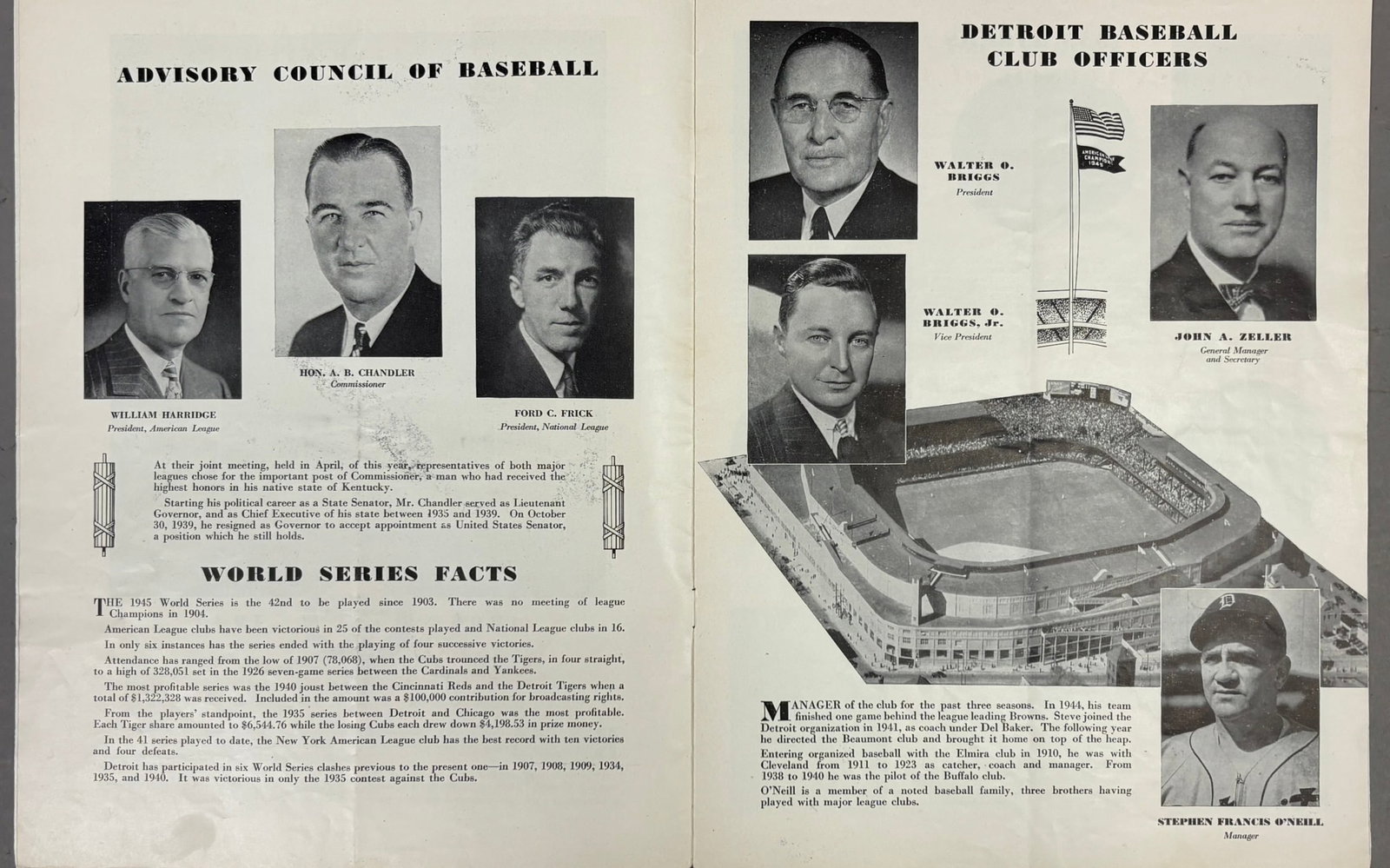 1945 World Series Program Game Ball WW2 Vets - 10