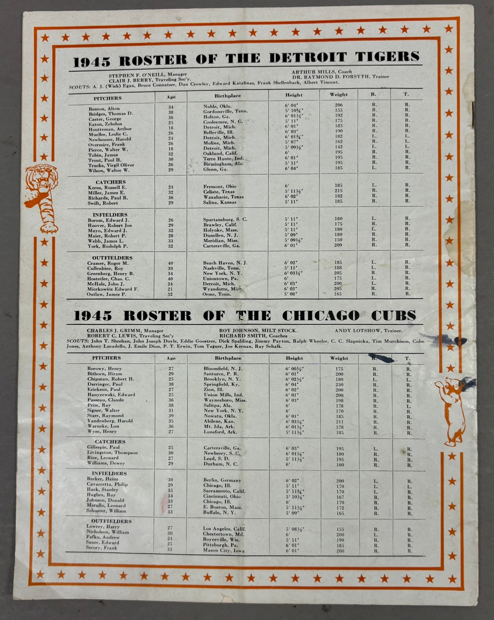 1945 World Series Program Game Ball WW2 Vets - 17