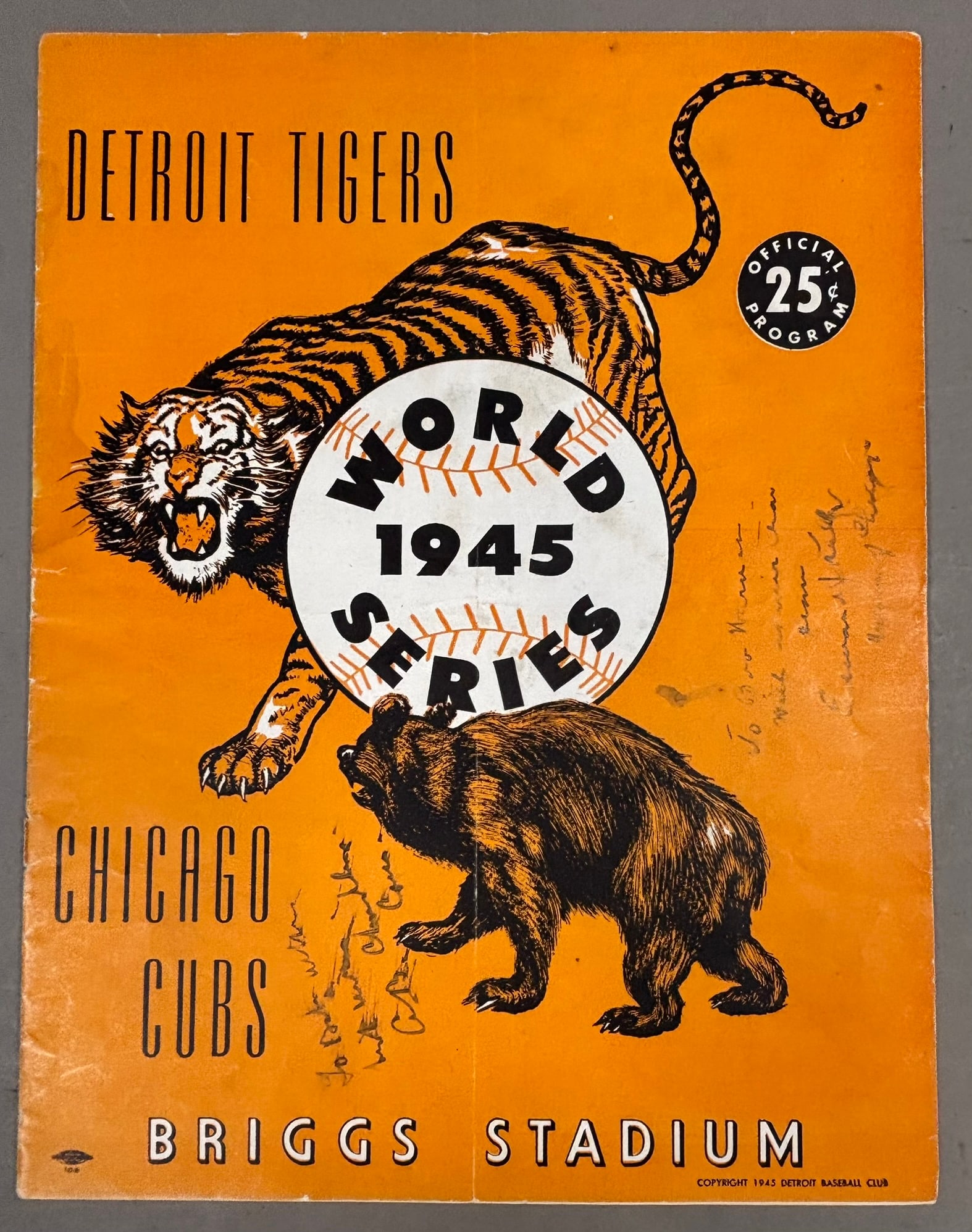 1945 World Series Program Game Ball WW2 Vets - 6