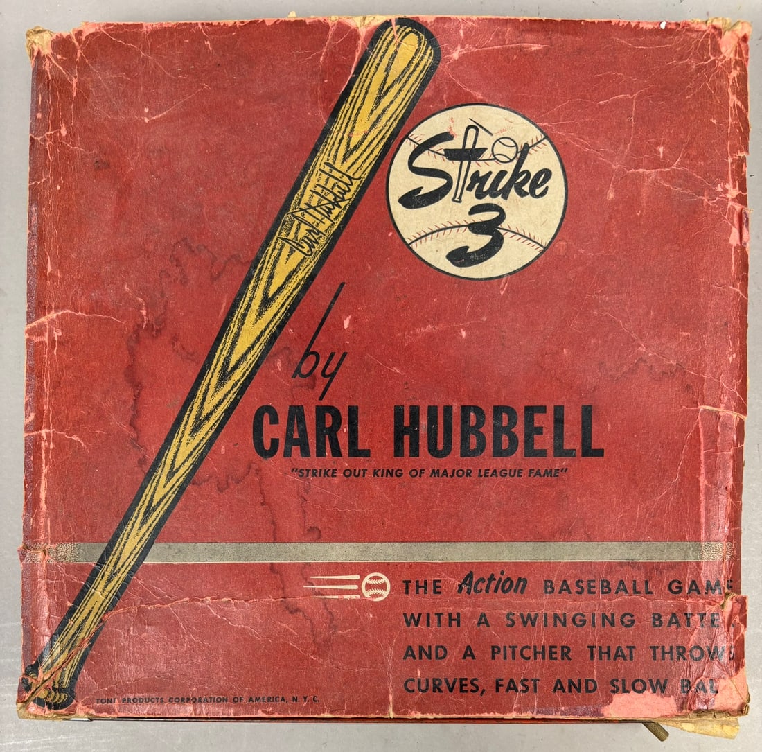 Strike 3 Carl Hubbell Major League Baseball Game: PLEASE SEE ALL PHOTOS AND USE THEM AS A BETTER IDEA ON DESCRIPTION! ASK ANY QUESTIONS! PLEASE NOTE WE OFFER IN HOUSE SHIPPING & HAVE BIDDING AVAILABLE ON OUR OWN WEBSITE! If you win on LIVE