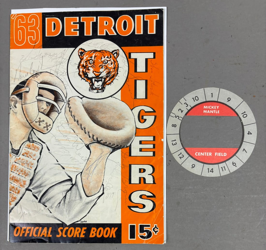1963 Detroit Tigers Team Signed Baseball Scorecard: PLEASE SEE ALL PHOTOS AND USE THEM AS A BETTER IDEA ON DESCRIPTION! ASK ANY QUESTIONS! PLEASE NOTE WE OFFER IN HOUSE SHIPPING & HAVE BIDDING AVAILABLE ON OUR OWN WEBSITE! If you win on LIVE