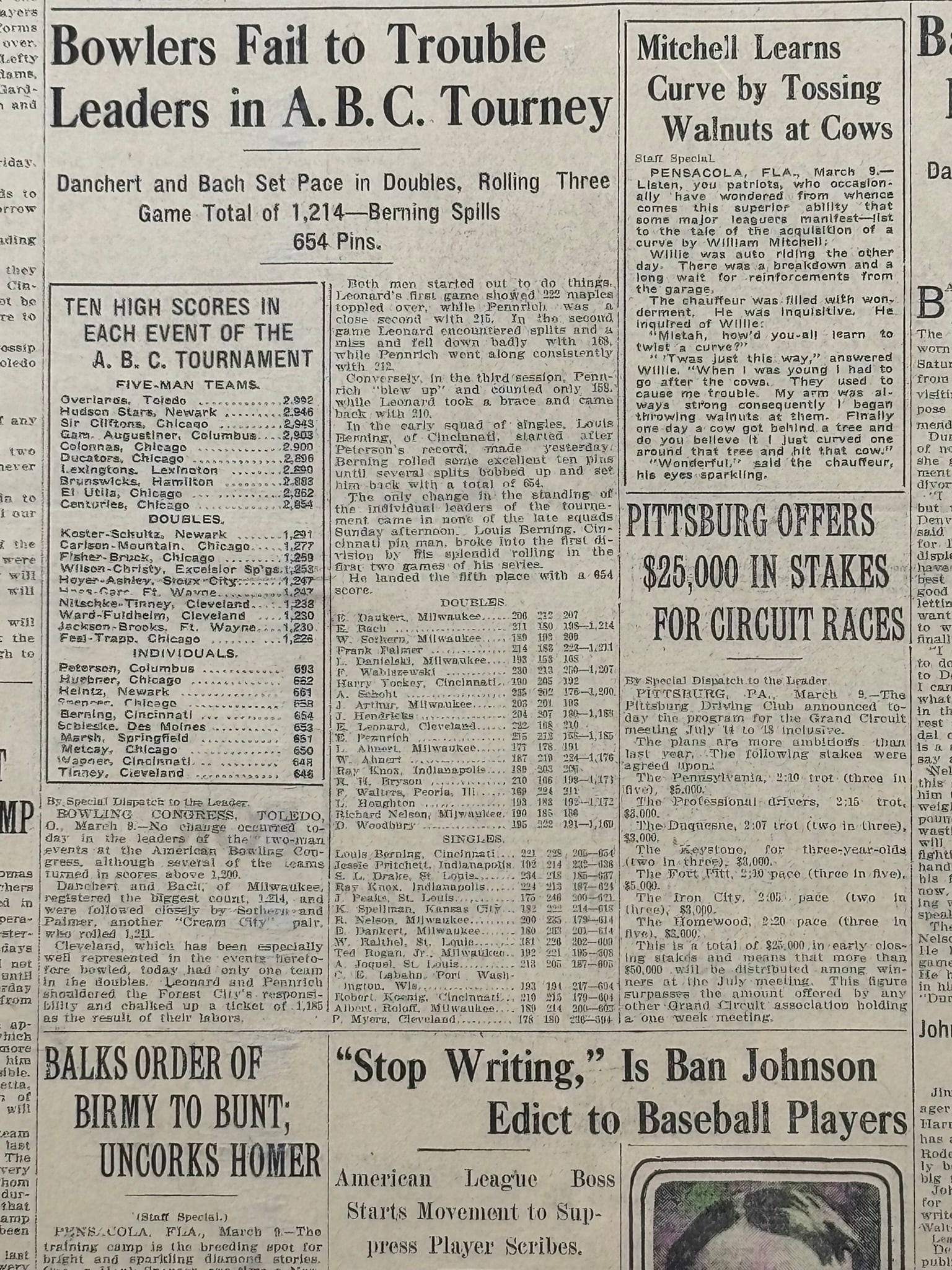 Cleveland Reader 1913 NAPS Baseball Team Newspaper - 9