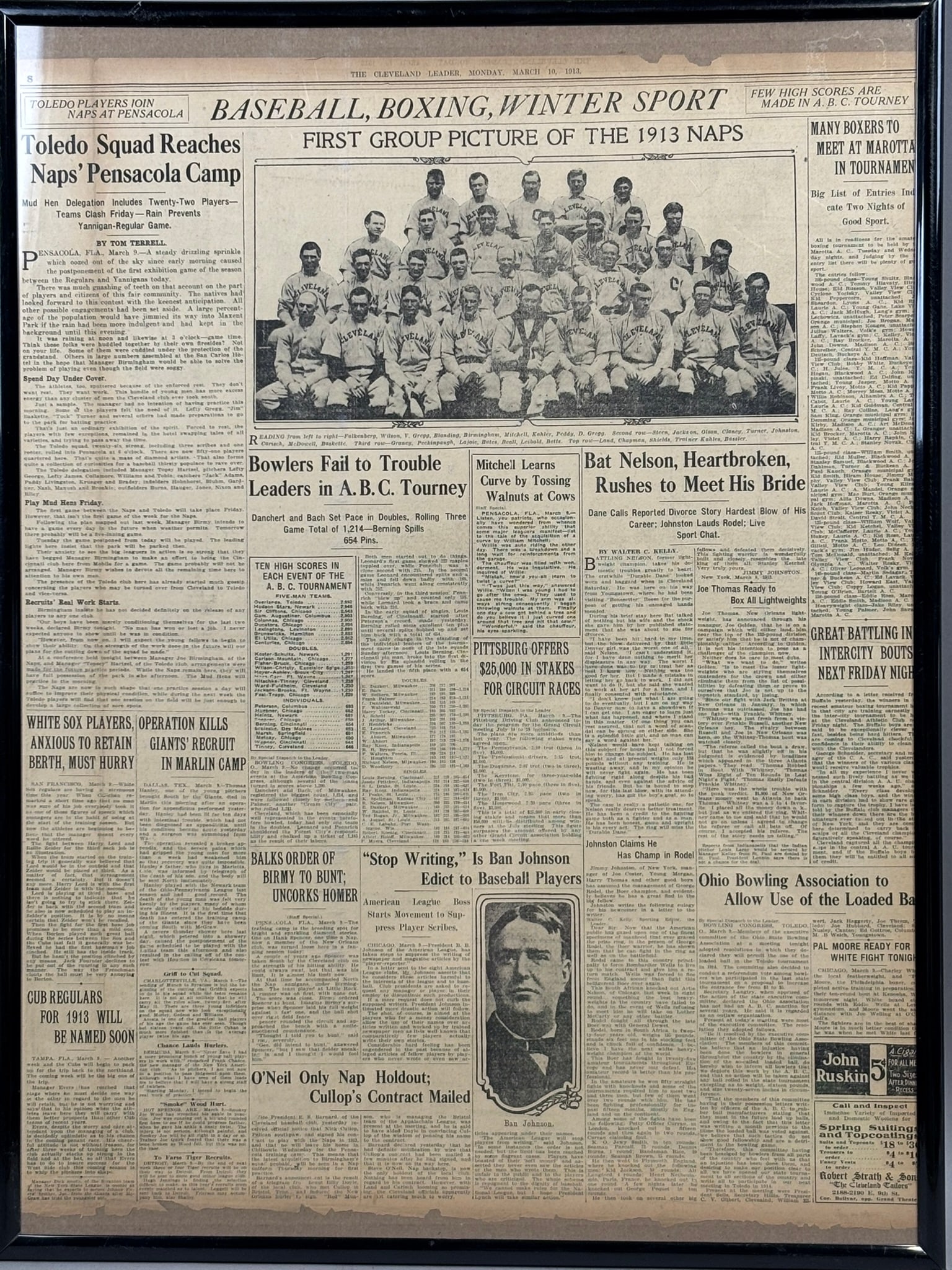 Cleveland Reader 1913 NAPS Baseball Team Newspaper: PLEASE SEE ALL PHOTOS AND USE THEM AS A BETTER IDEA ON DESCRIPTION! ASK ANY QUESTIONS! PLEASE NOTE WE OFFER IN HOUSE SHIPPING & HAVE BIDDING AVAILABLE ON OUR OWN WEBSITE! If you win on LIVE