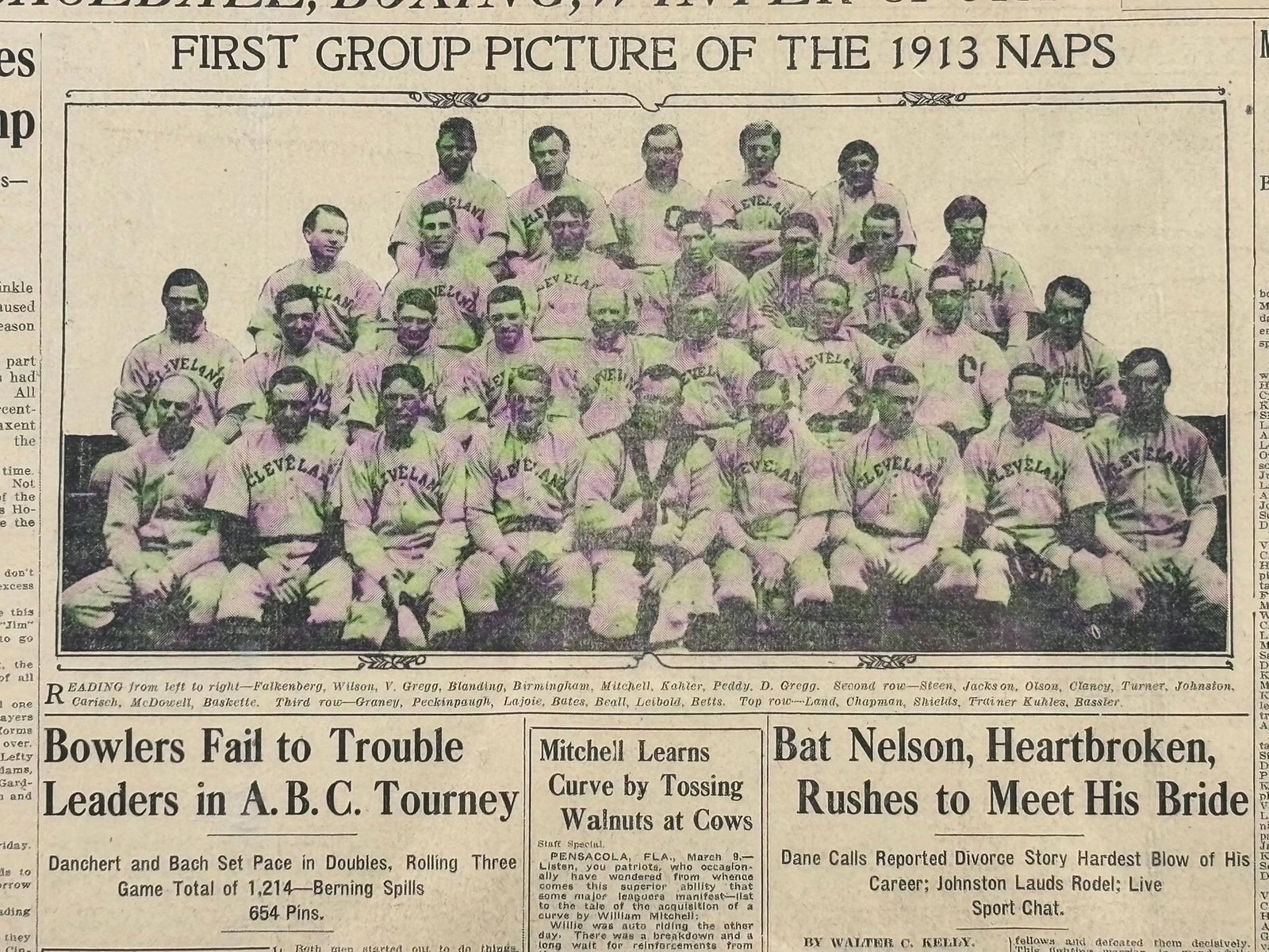 Cleveland Reader 1913 NAPS Baseball Team Newspaper - 3