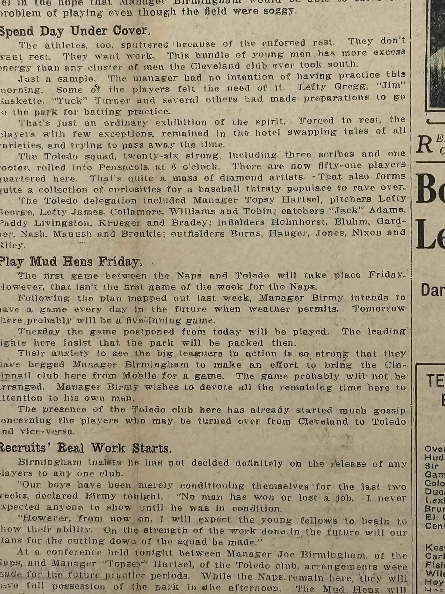 Cleveland Reader 1913 NAPS Baseball Team Newspaper - 5