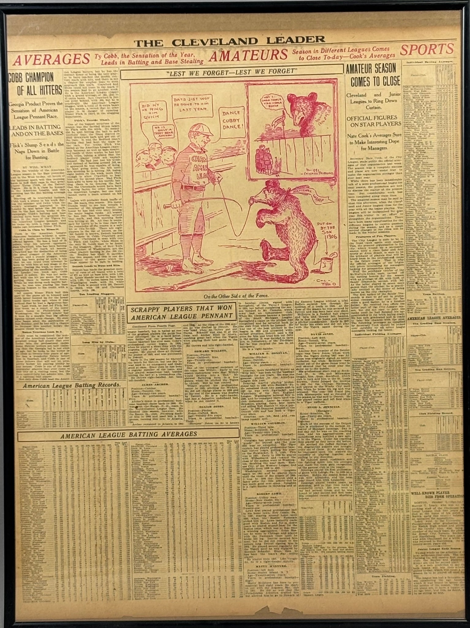 1906 Cleveland Leader Chicago Cubs AL Newspaper: PLEASE SEE ALL PHOTOS AND USE THEM AS A BETTER IDEA ON DESCRIPTION! ASK ANY QUESTIONS! PLEASE NOTE WE OFFER IN HOUSE SHIPPING & HAVE BIDDING AVAILABLE ON OUR OWN WEBSITE! If you win on LIVE