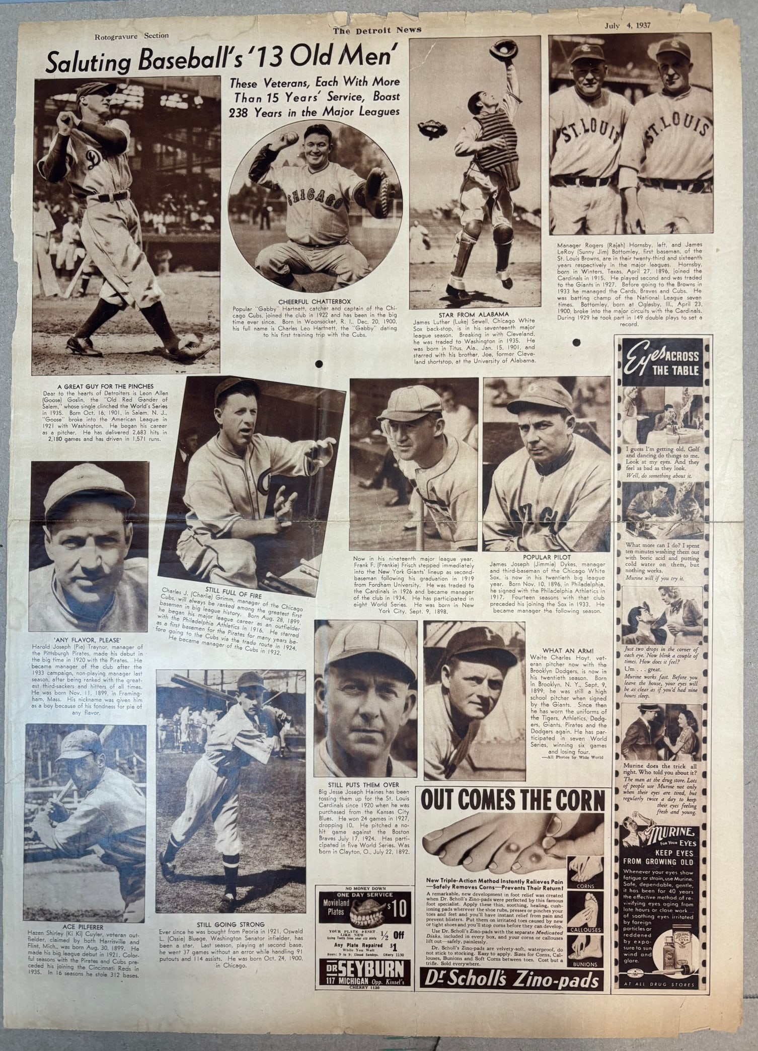 1937 The Detroit News Rotogravure TIGERS Newspaper: PLEASE SEE ALL PHOTOS AND USE THEM AS A BETTER IDEA ON DESCRIPTION! ASK ANY QUESTIONS! PLEASE NOTE WE OFFER IN HOUSE SHIPPING & HAVE BIDDING AVAILABLE ON OUR OWN WEBSITE! If you win on LIVE