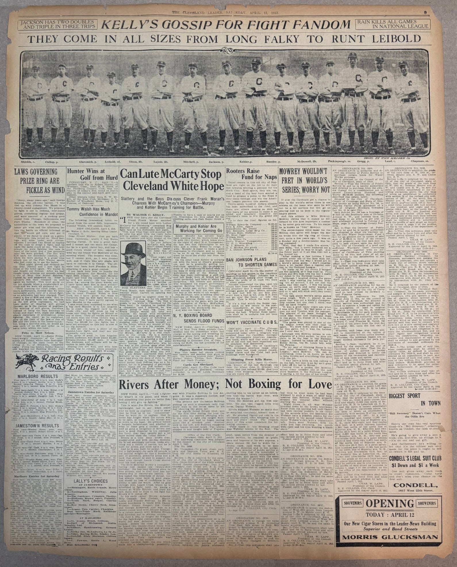 1913 CLEVELAND LEADER JOE JACKSON TEAM PANORAMIC: April 12 1913 with entire Cleveland Team! PLEASE SEE ALL PHOTOS AND USE THEM AS A BETTER IDEA ON DESCRIPTION! ASK ANY QUESTIONS! PLEASE NOTE WE OFFER IN HOUSE SHIPPING & HAVE BIDDING AVAILABLE ON OUR 
