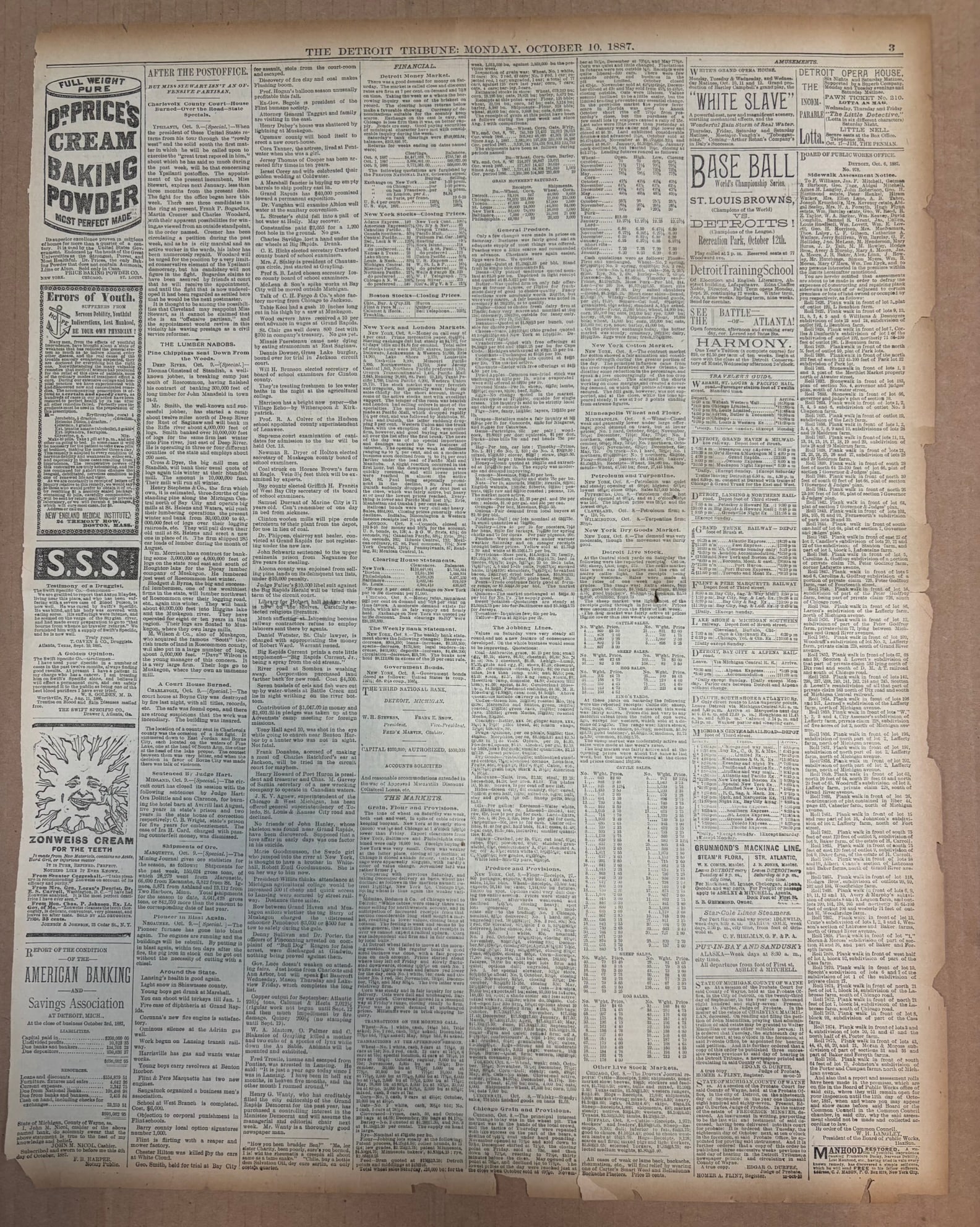 Detroit Tribune Oct 10 1887 Recreation Park Browns: PLEASE SEE ALL PHOTOS AND USE THEM AS A BETTER IDEA ON DESCRIPTION! ASK ANY QUESTIONS! PLEASE NOTE WE OFFER IN HOUSE SHIPPING & HAVE BIDDING AVAILABLE ON OUR OWN WEBSITE! If you win on LIVE