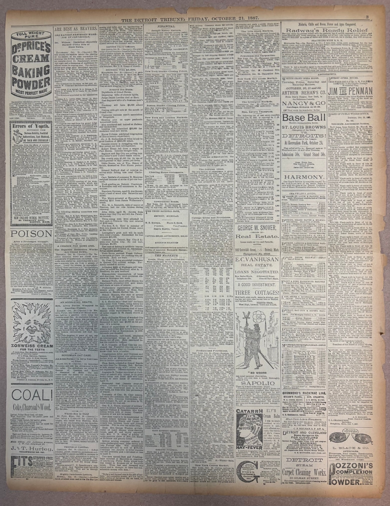 Detroit Tribune 1887 vs St Louis Browns Newspaper: PLEASE SEE ALL PHOTOS AND USE THEM AS A BETTER IDEA ON DESCRIPTION! ASK ANY QUESTIONS! PLEASE NOTE WE OFFER IN HOUSE SHIPPING & HAVE BIDDING AVAILABLE ON OUR OWN WEBSITE! If you win on LIVE
