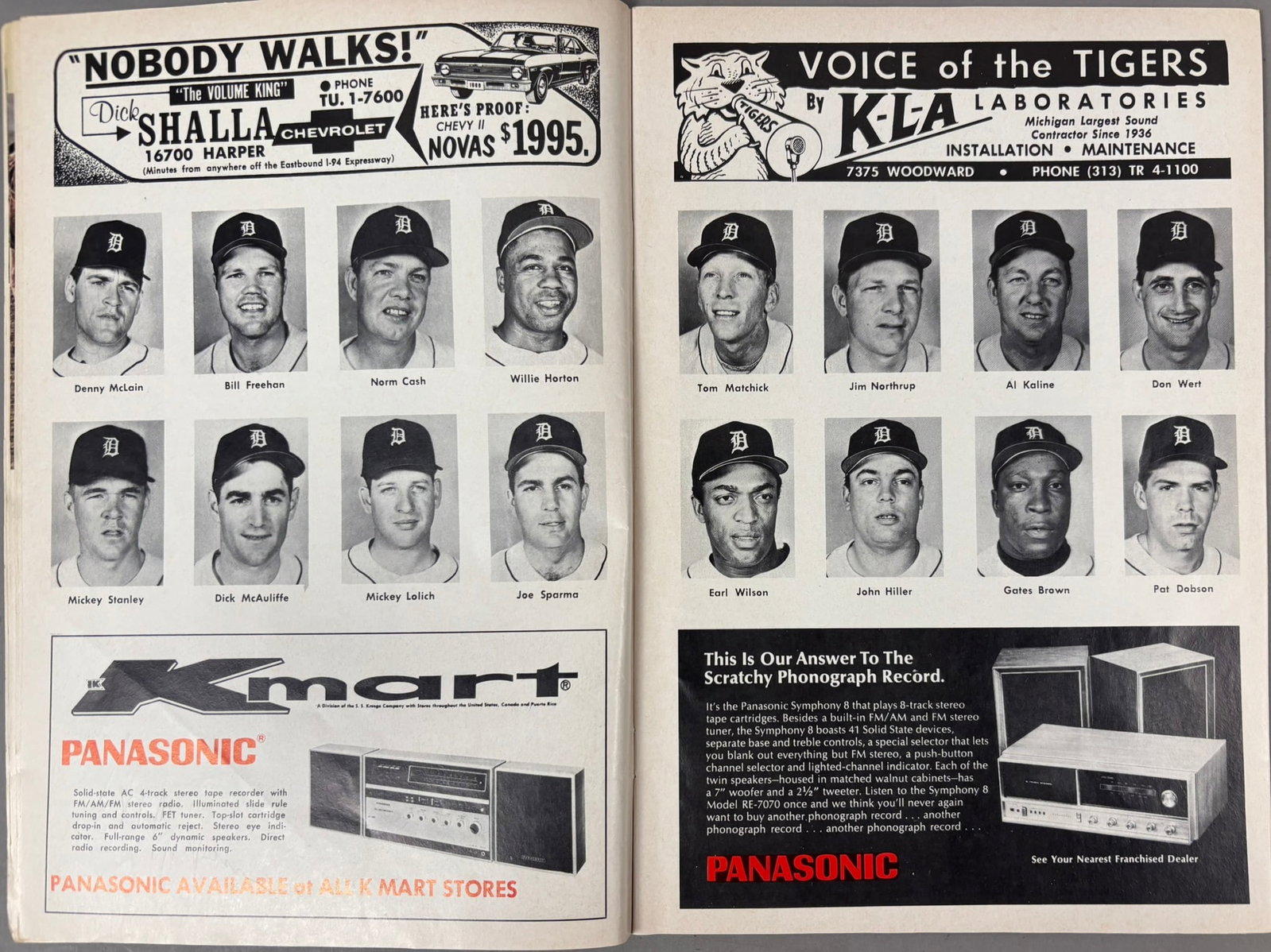 1969 Pat Dobson Earl Wilson Tigers Signed Program - 11