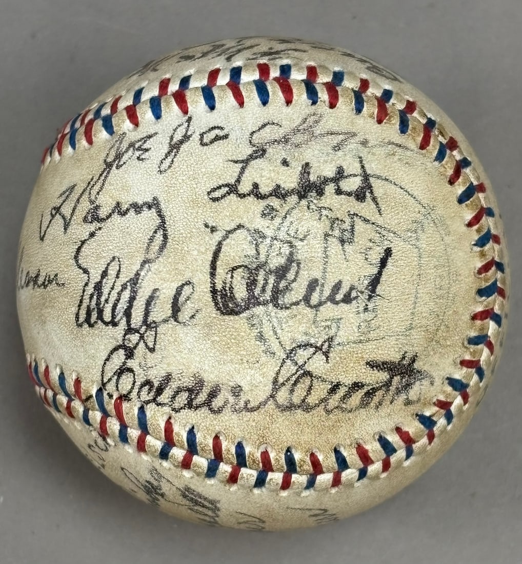 Pair 1909 Pittsburgh Postcard Team Signed Ball - 11