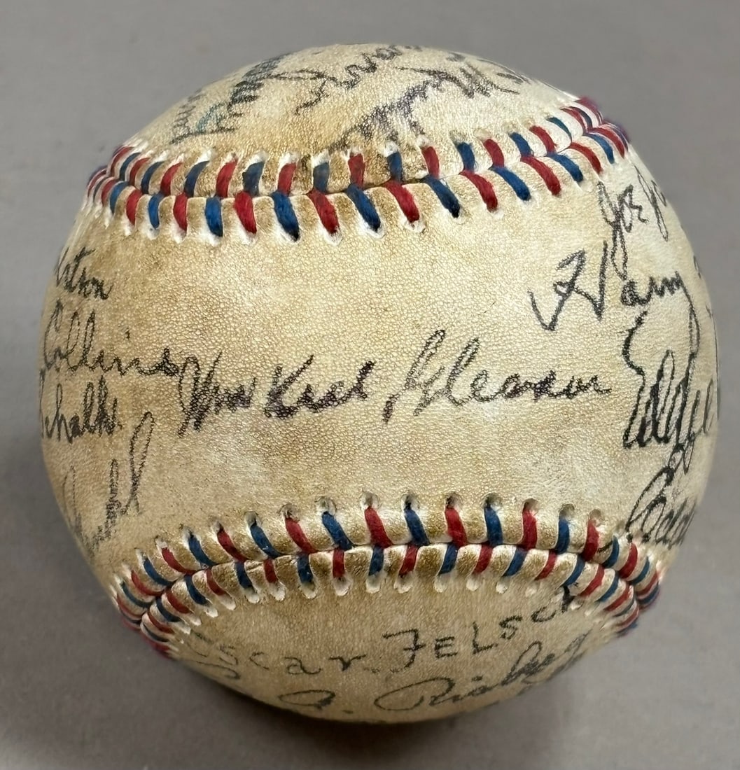 Pair 1909 Pittsburgh Postcard Team Signed Ball - 13