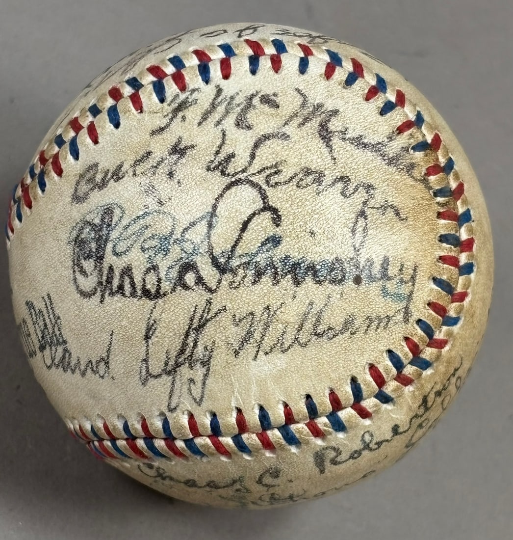 Pair 1909 Pittsburgh Postcard Team Signed Ball - 9