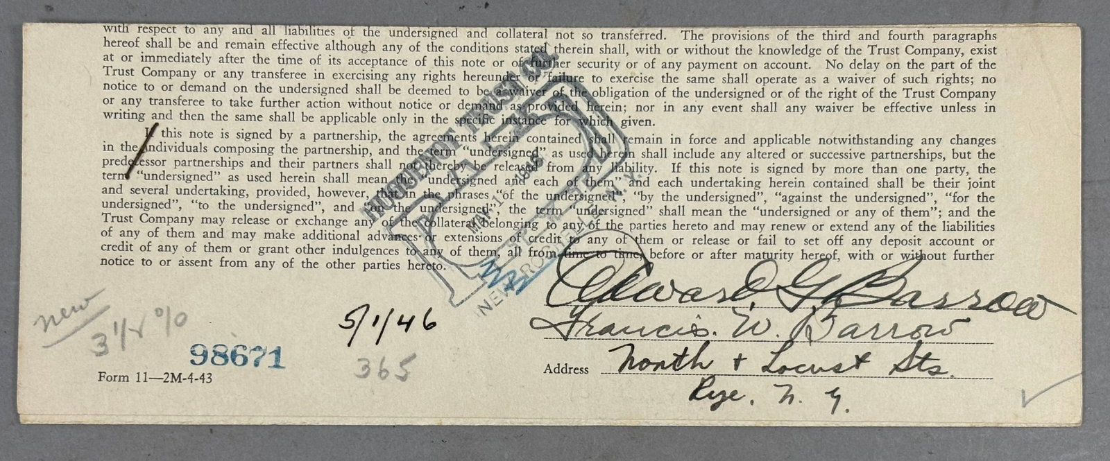 1946 Edward Barrow Yankees Baseball Signed Doc - 11