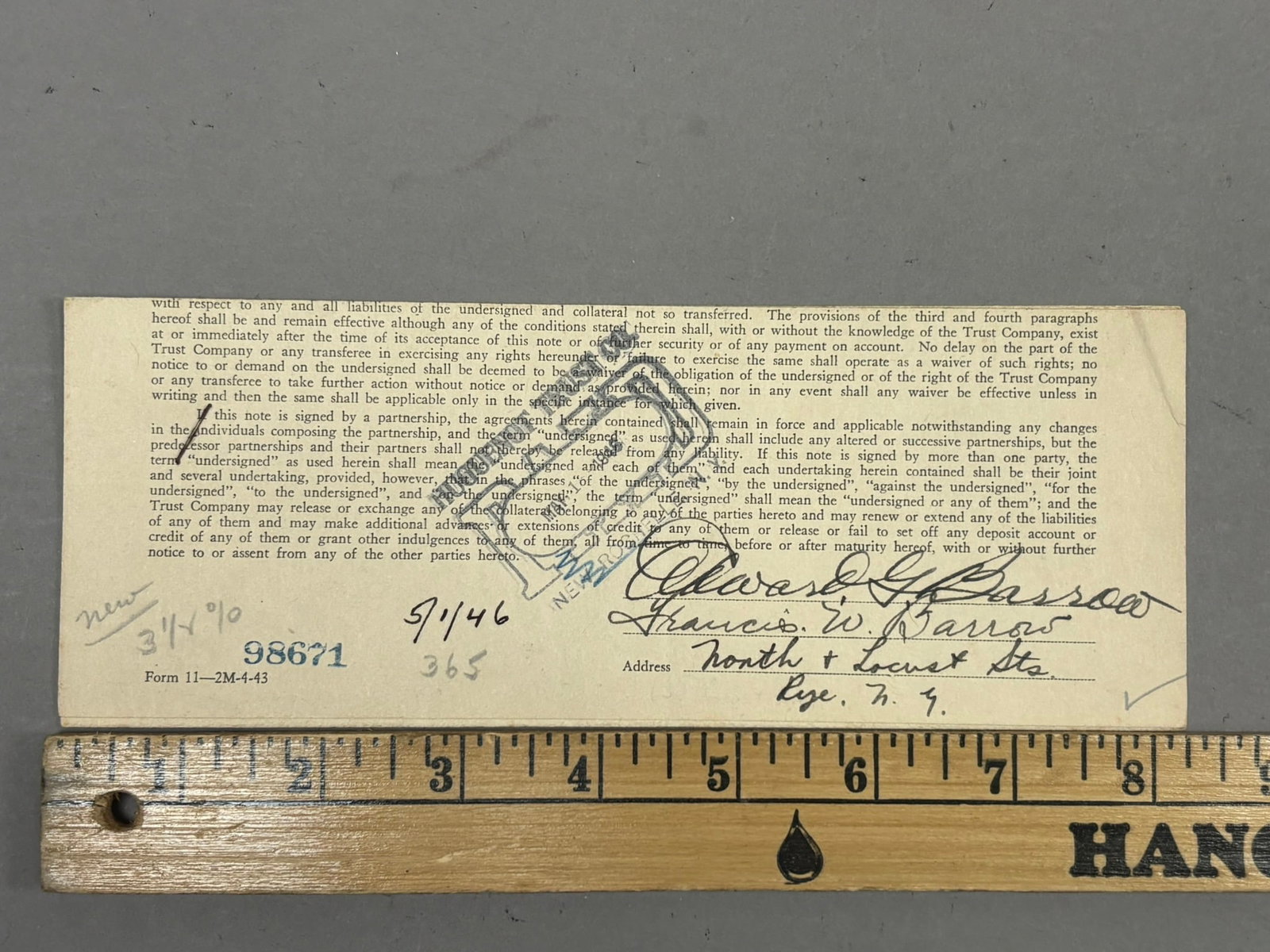 1946 Edward Barrow Yankees Baseball Signed Doc - 15