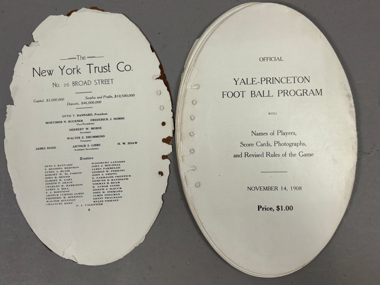 1908 Yale vs Princeton Leather Football Program - 3