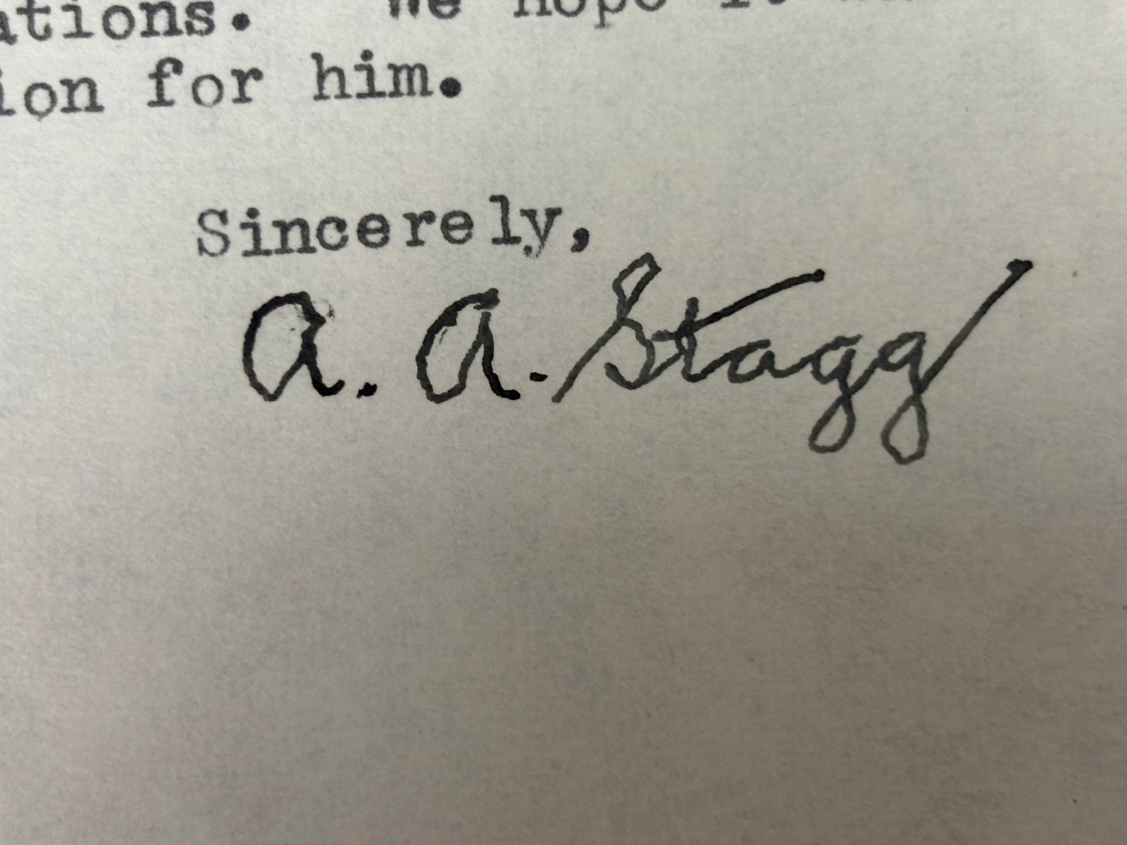 A.A. Stagg Original Signed Letter & Envelope JSA - 4