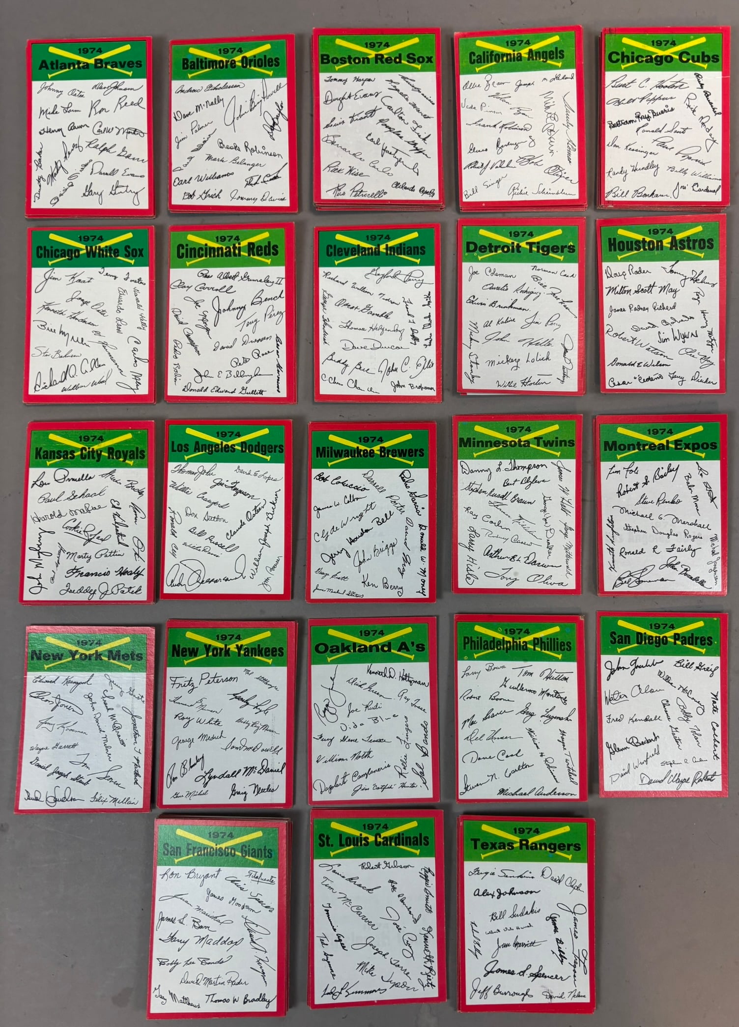 1974 Lot 110 Cards 23 Teams Topps Baseball: PLEASE SEE ALL PHOTOS AND USE THEM AS A BETTER IDEA ON DESCRIPTION! ASK ANY QUESTIONS! PLEASE NOTE WE OFFER IN HOUSE SHIPPING & HAVE BIDDING AVAILABLE ON OUR OWN WEBSITE! If you win on LIVE