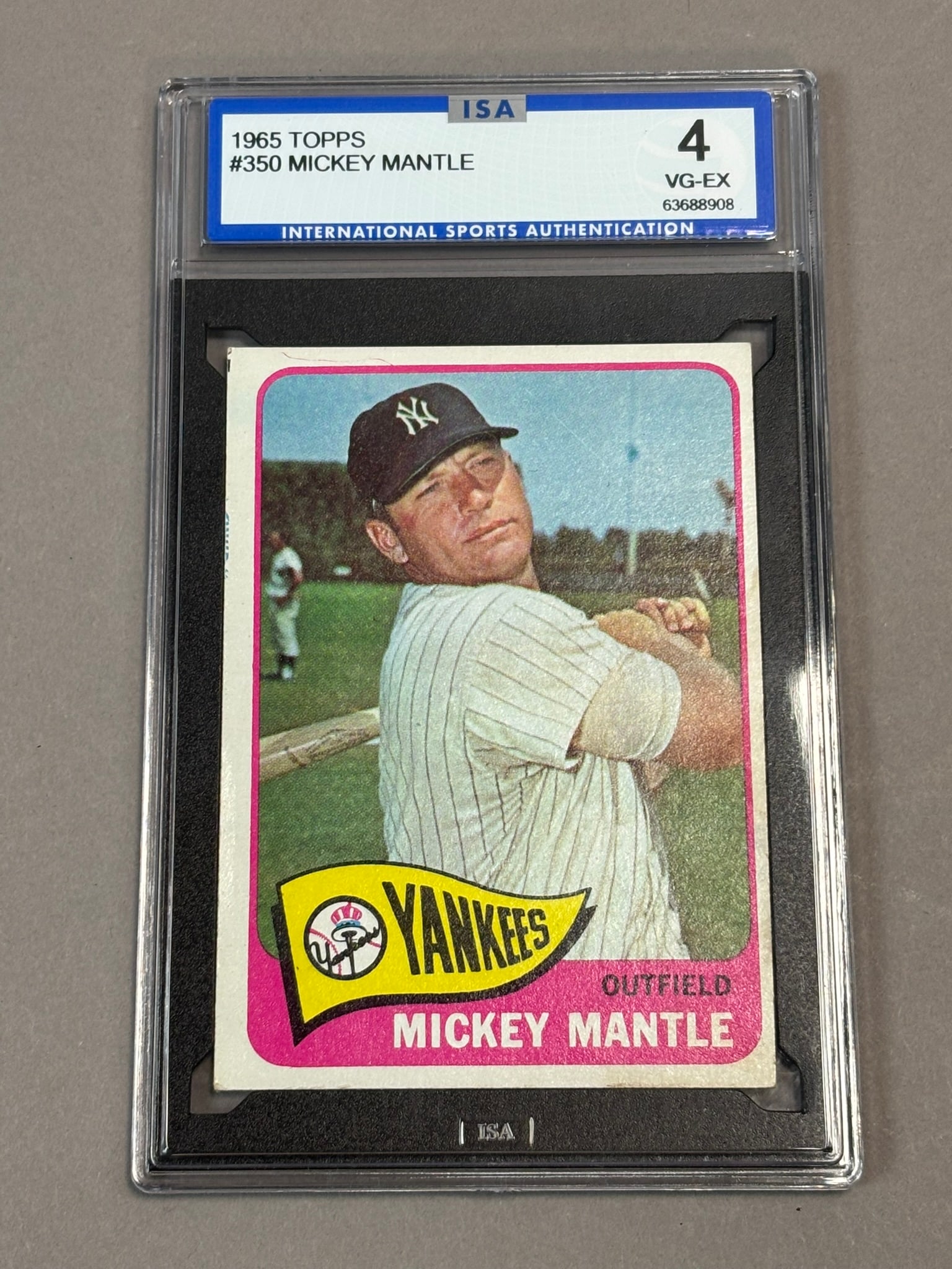MICKEY MANTLE TOPPS 1965 #350 ISA 4 VG-EX (1 of 4)