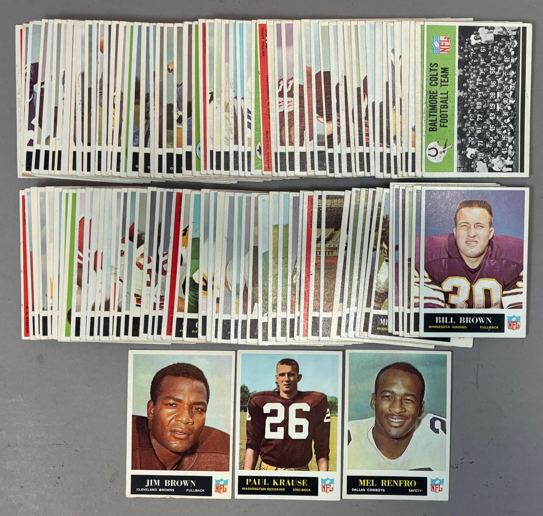 1965 Philadelphia Football Card Partial Set KRAUSE: CARDS AS FOLLOW:1, 1, 5, 8, 9, 10, 17, 18, 18, 21, 22, 23, 24, 25, 27, 31, 32, 34, 35, 37, 37, 39, 42, 43, 45, 49, 49, 51, 52, 53, 55, 56, 57, 60, 61, 62, 66, 67, 68, 69, 71, 73, 74, 75, 76, 78, 79,
