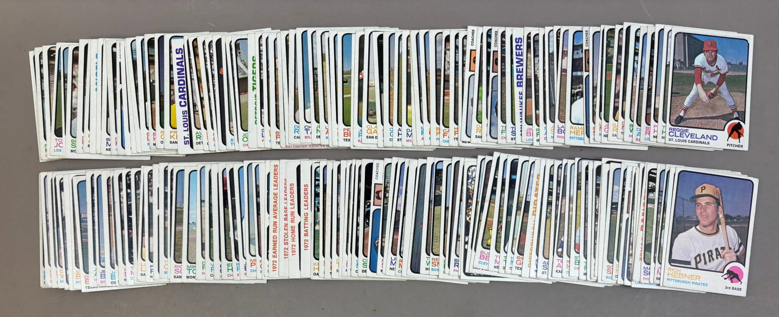1973 Topps Baseball Partial & Duplicate Set: 1973 Topps Baseball Partial Missing1, 9, 33, 45, 50, 54, 63, 67, 84, 90, 91, 100, 105, 118, 120, 124, 130, 134, 135, 140, 142, 145, 147-150, 151, 154, 155, 158, 166, 167, 169-175, 177, 179, 180, 182,