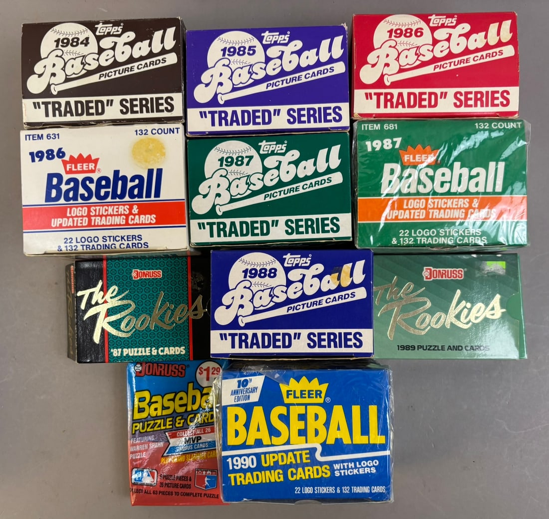 Lot 11 1984 85 86 86 88 89 90 Topps Donruss Fleet: PLEASE SEE ALL PHOTOS AND USE THEM AS A BETTER IDEA ON DESCRIPTION! ASK ANY QUESTIONS! PLEASE NOTE WE OFFER IN HOUSE SHIPPING & HAVE BIDDING AVAILABLE ON OUR OWN WEBSITE! If you win on LIVE AUCTIONEER