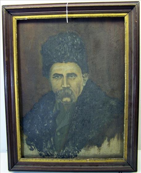 Oil on Canvas Portrait of Ukrainian Poet Taras: Oil on Canvas Portrait of Ukrainian Poet Taras Shevkenko In Wood Frame 29 X 22"
