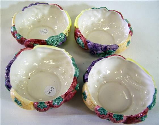 4 salad bowls - Fitz and Floyd: 4 salad bowls - Fitz and Floyd - assorted fruit pattern - 6"