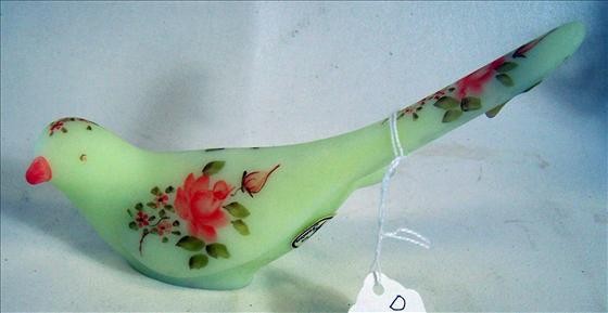 Fenton bird signed: Fenton bird signed - yellow satin glass George S