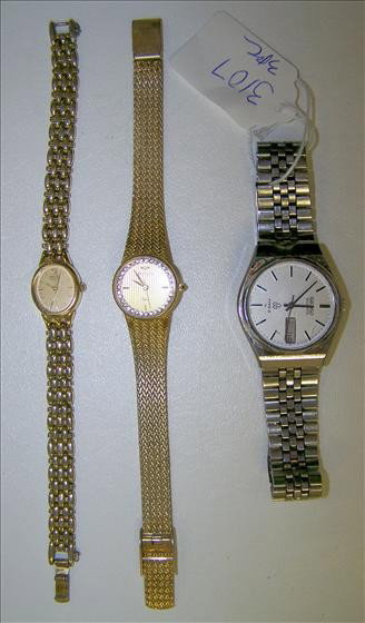 3 watches - gold and silver tone: 3 watches - gold and silver tone - 2 ladies 1 man's - quartz - Seiko - Afterthoughts
