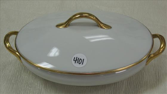 1 Nippon Covered Bowl: 1 Nippon Covered Bowl w/Handles, some wear on gold 12"
