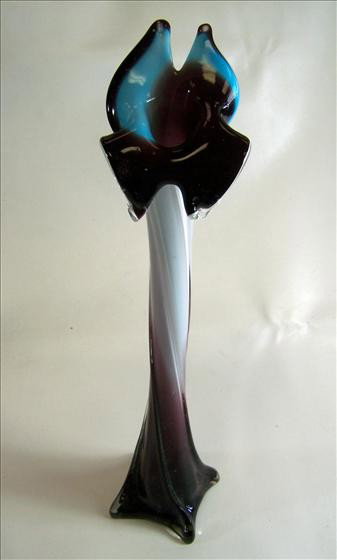 Murano Glass - Stick vase: Murano Glass - Stick vase aqua purple in color square base - 15"