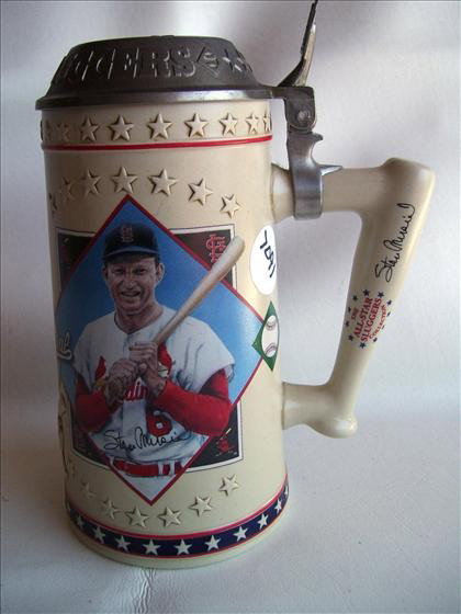 Stan Musial - the man - A4348: Stan Musial - the man - A4348 - Longton Crown - 97435 - All star sluggers collection - Cardinals sign on thumb lift - metal top - 8"