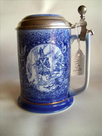 B & G Copenhagen: B & G Copenhagen - Hans Christian Andersen stein - Tin solider - Emperor's new clothes - The tinder box - #717 - metal inlaid top of soldier - ball thumb lift 6 1/4"/paper