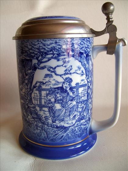 B & G Denmark - stein: B & G Denmark - stein - Ugly Duckling - Thumbelina - nightingale - Hans Christian Andersen - stein - metal inlaid lid - ball thumblift - 6"