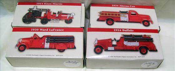 4 mini trucks NIB - Reader's Digest: 4 mini trucks NIB - Reader's Digest - 1924 Buffalo - 1954 Ahrens - Fox - 1914 Knox - Martin - 1939 Ward La France - 1999 -
