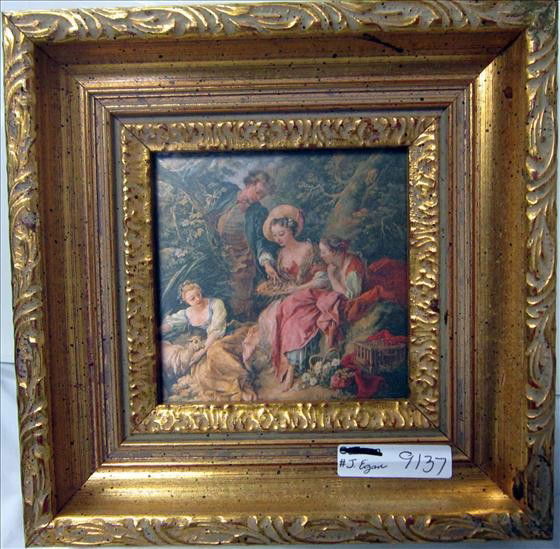 Shadow box picture: Shadow box picture under glass Victorian women man and animals - 8 1/1 by 8 1/2 not signed