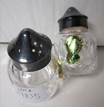 Waterford Crystal s/p shakers: Waterford Crystal salt and pepper shakers with silver tone tops - 2 1/2