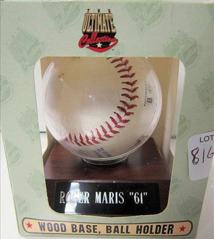 Baseball in box on stand: Baseball in box on stand - Roger Maris 61 - PKK Products
