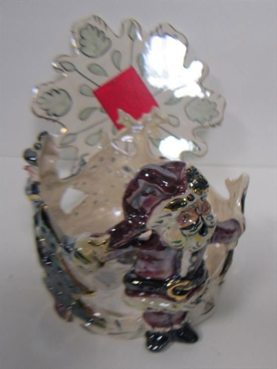 2 pc- Blue Sky- Ceramic art: 2 pc- Blue Sky- Ceramic art- 2001-Heather Goldmine-Santa and snowman- Victorian Girl trivet